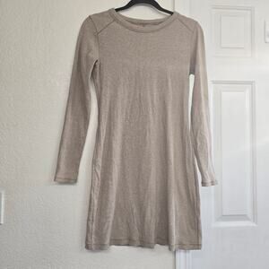 Everlane Organic Cotton Sweatshirt Dress Size S Tan Long Sleeve Casual Pullover